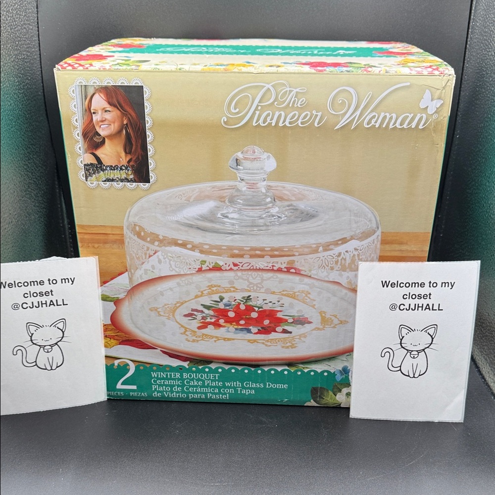 The Pioneer Woman Winter Bouquet Cake Stand with Glass Dome